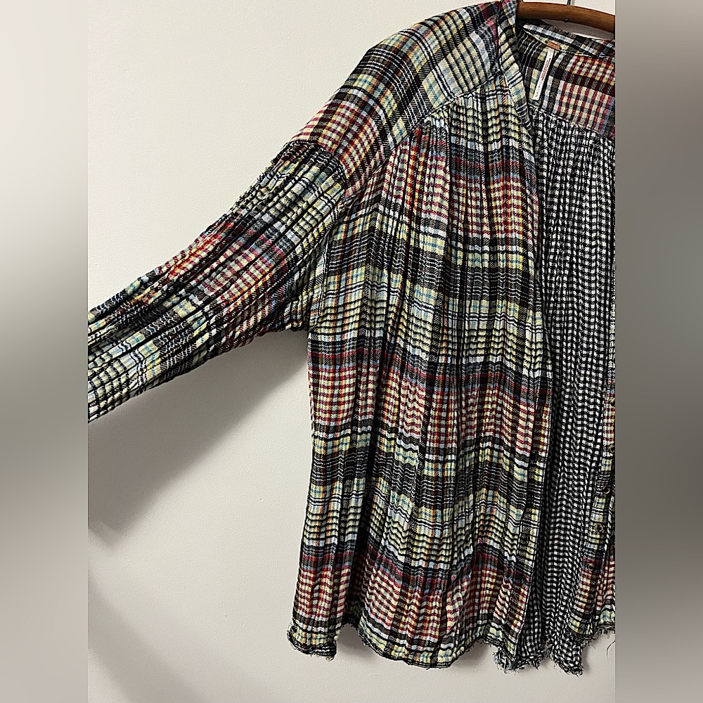 Free People Come On Over Plaid Button-Up Blouse - Picture 6 of 7